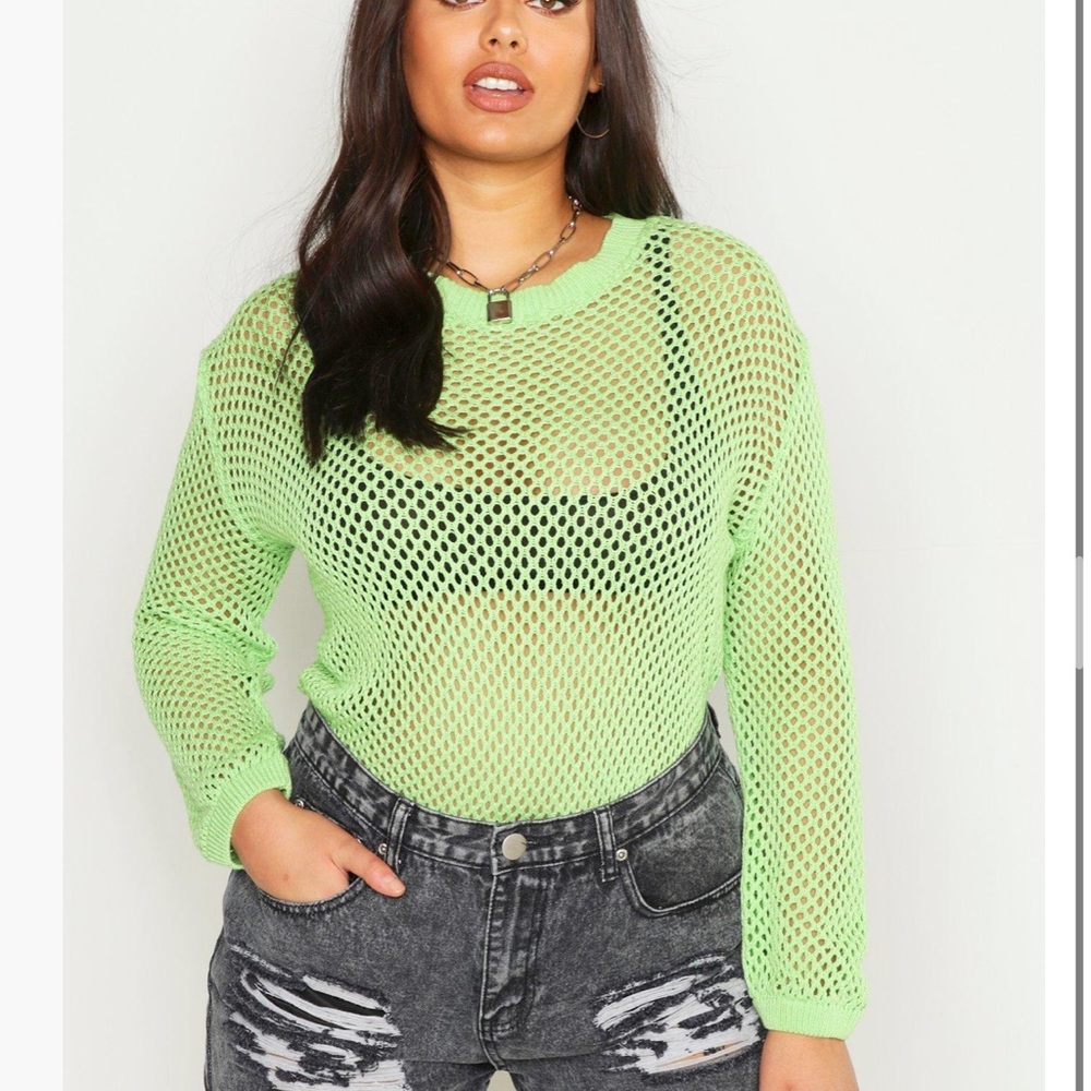 Boohoo Plus Crochet Oversized Knit Sweater